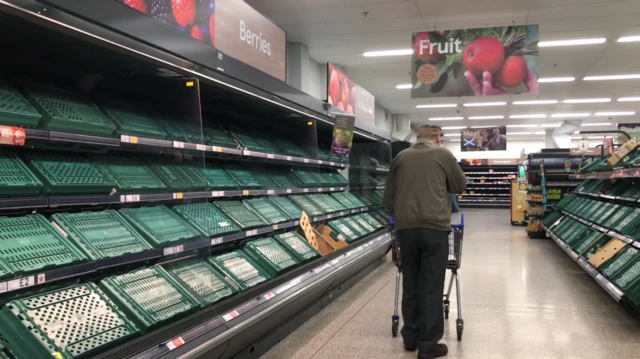 Empty shelves in Tesco in Lerwick