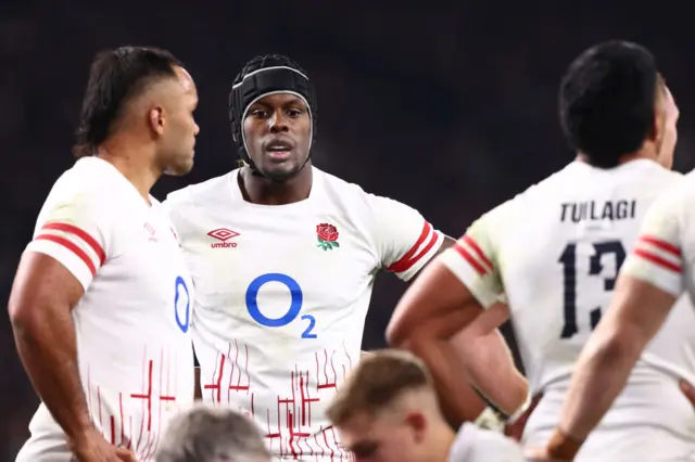 Maro Itoje looks unhappy against New Zealand