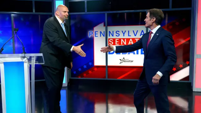 Democrat John Fetterman and Republican Mehmet Oz at the debate