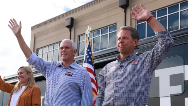 Brian Kemp joined by former VP Mike Pence on the campaign trail