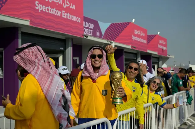 Fans entering the  Al Bayt Stadium