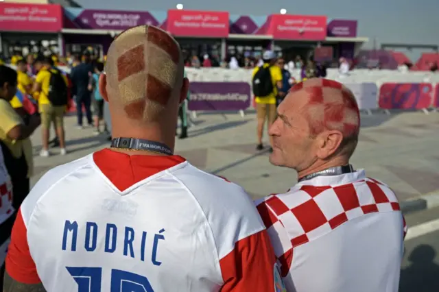 Croatia fans at the  Al Bayt Stadium