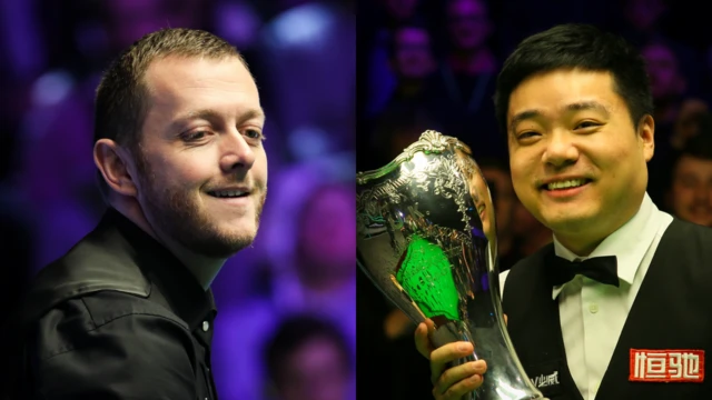 Split picture of Mark Allen and Ding Junhui.