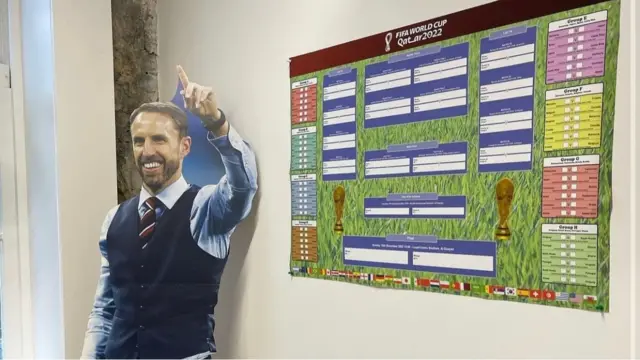 Office decorated with cardboard Gareth Southgate