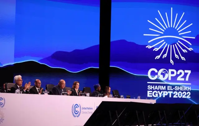 Cop27 negotiators clapping