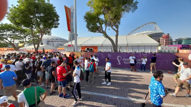 Fans queue outside Khalifa International Stadium