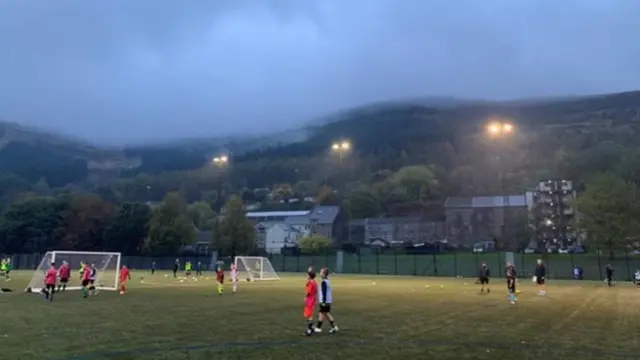 Boys and girls train at Pentre Park, where Page used to play in the late 1980s