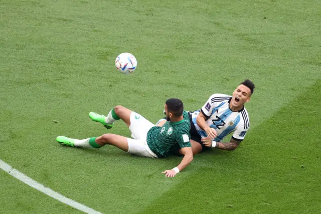 Lautaro Martinez of Argentina is fouled