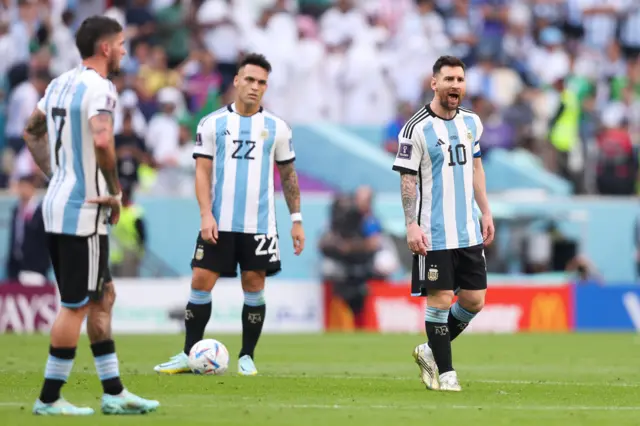 Lionel Messi and Argentina players looks dejected