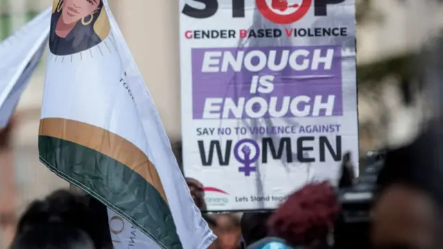 Outside Parliament during the 2nd anniversary of raped and murdered UCT student Uyinene Mrwetyana.