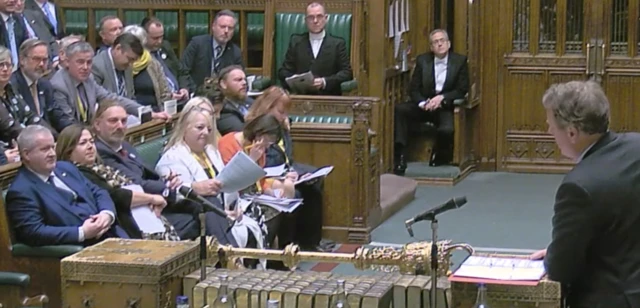 Ian Blackford MP looking at Scottish Secretary Alister Jack