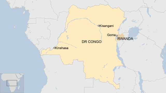 A map of Democratic Republic of Congo