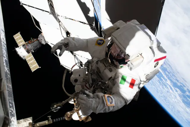 Esa astronaut Luca Parmitano carrying out a space walk in December 2019