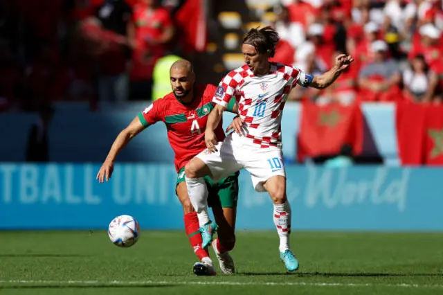 Luka Modric playing against Morocco