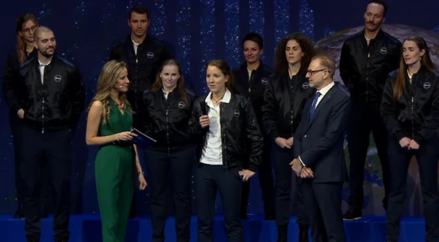 Sophie Adenot appears at Esa news conference