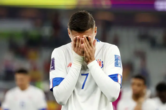 Anthony Contreras woth his head in his hands after another Spain goal