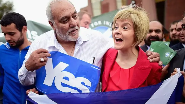 Scotland's future first minister Nicola Sturgeon campaigning during the 2014 Scottish independence referendum