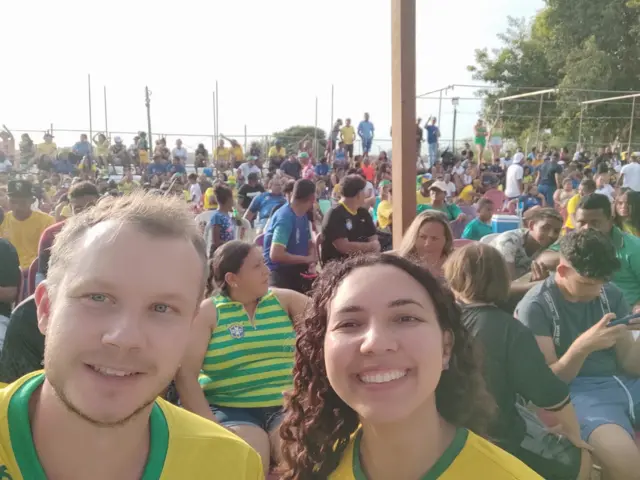 Fans watching Brazil game in Brazil.