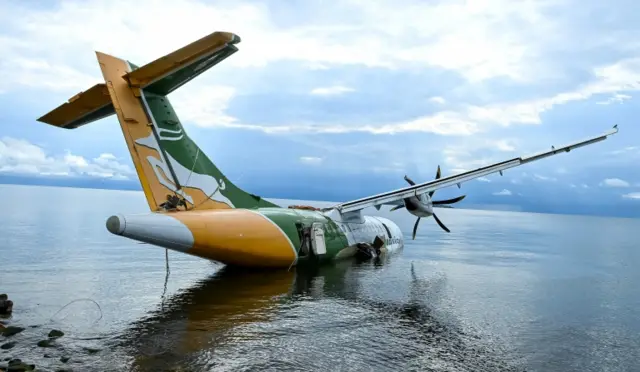 The remains of the Precision Air ATR 42-500 passenger plane