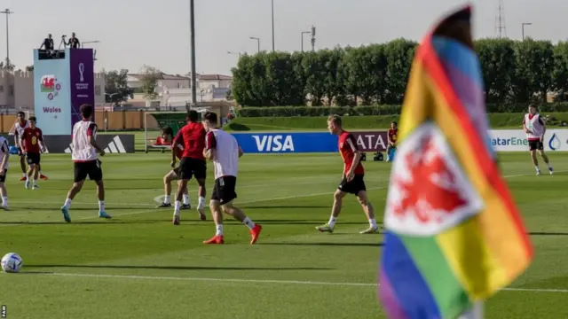 Wales' rainbow corner flag