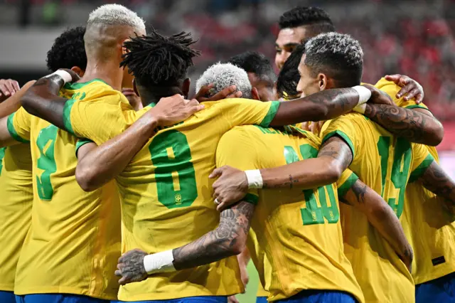 Brazil players celebrate