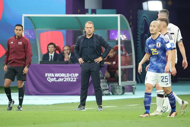 Hansi Flick watching his German side lose to Japan