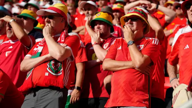 Wales fans look nervous