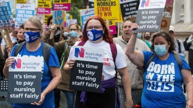 Nurses marching for pay