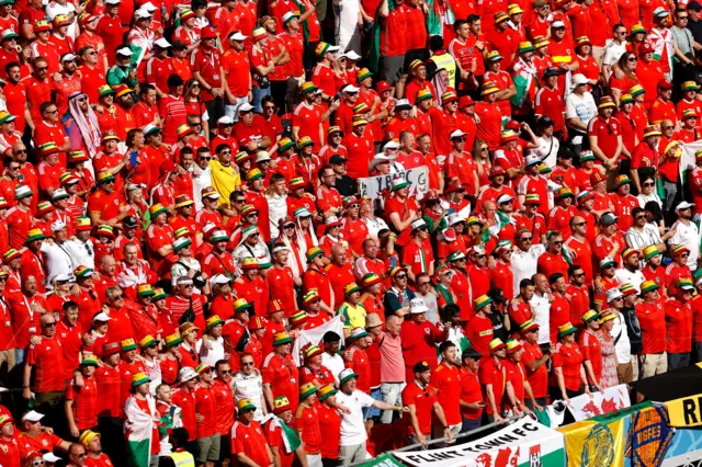 Wales fans in the stadium