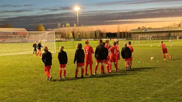 The under-10s and under 11s teams at Stourbridge FChave an impromptu training session