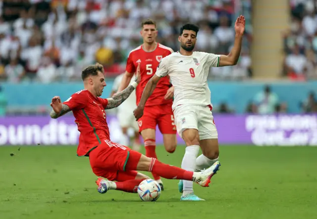 Joe Rodon fouls Mehdi Taremi