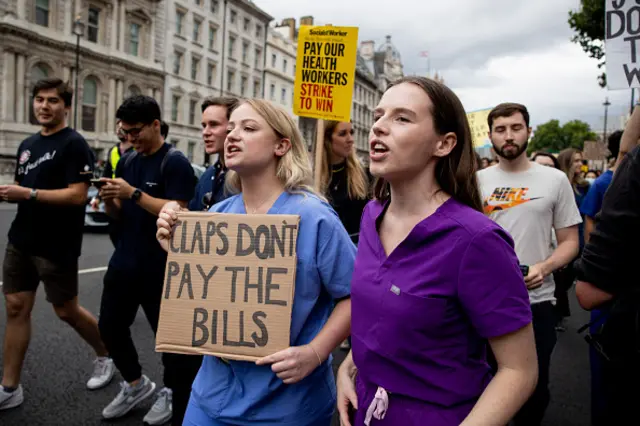 Nurses marching near Downing Street