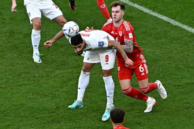 Mehdi Taremi tangles with Joe Rodon