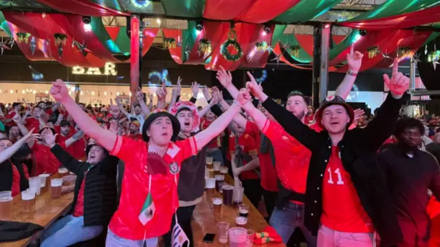 Wales fans singing in Cardiff venue before kick off