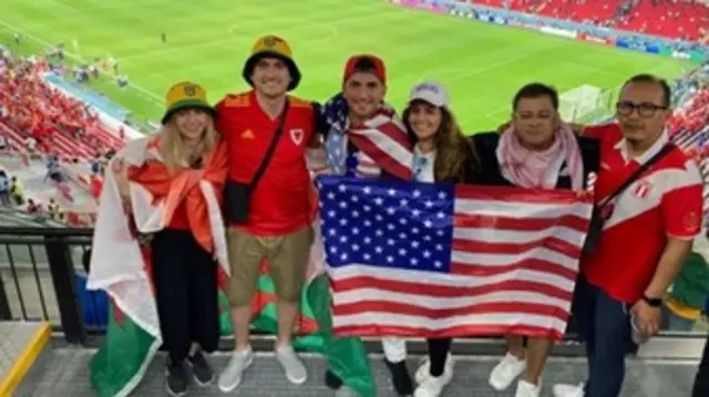 Beca and Richard Thomas at the Wales USA match