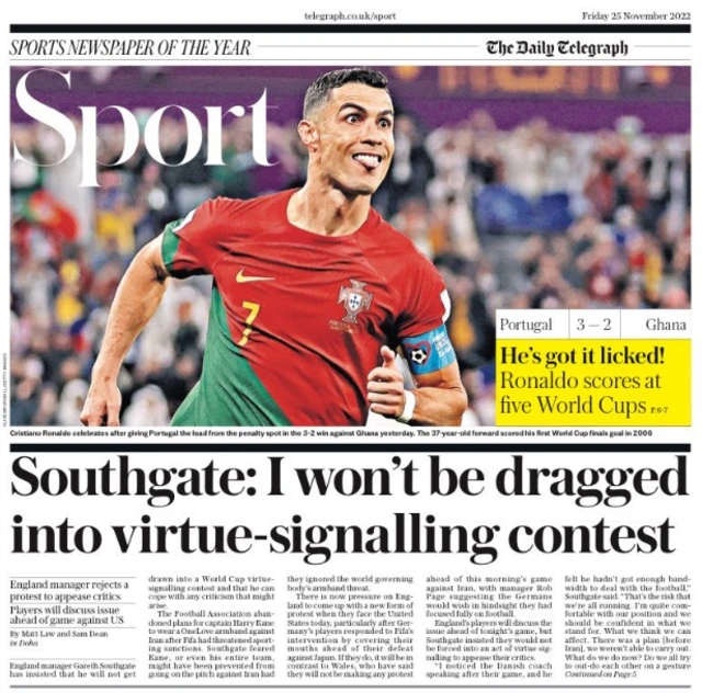 Daily Telegraph sports section