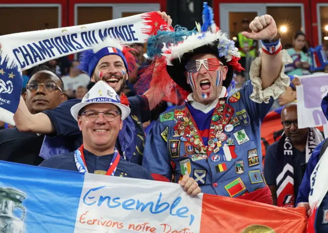 France fans ahead of their World Cup group game against Denmark