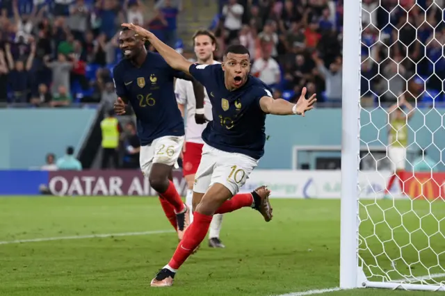 Kylian Mbappe celebrates