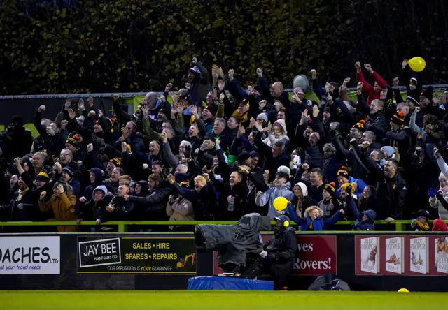 Alvechurch fans celebrate Jed Abbey's goal