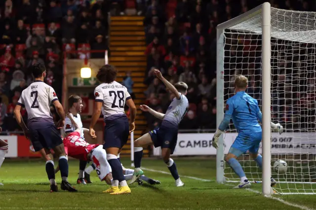 Paul Mullin scores for Wrexham