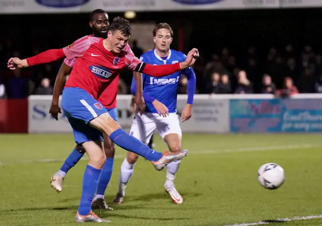 Dagenham's Matt Robinson shoots