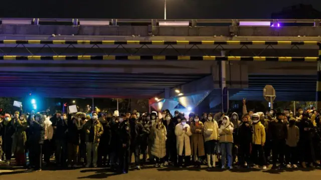 Protesters on the street in Beijing