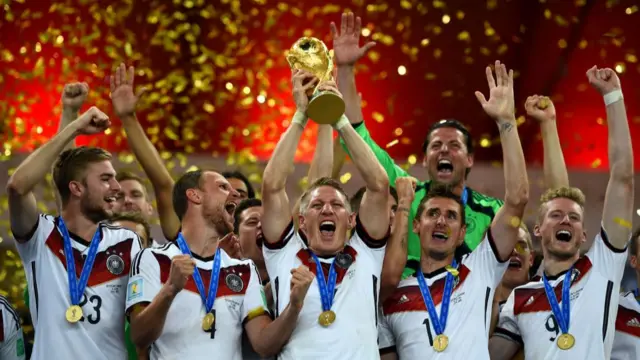 Germany celebrate with the World Cup in 2014