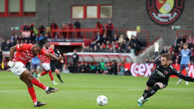 Dominic Poleon shoots wide for Ebbsfleet