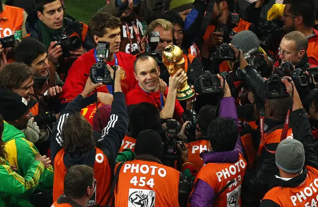 Andres Iniesta with the World Cup in 2010