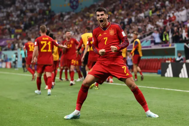 Alvaro Morata celebrates