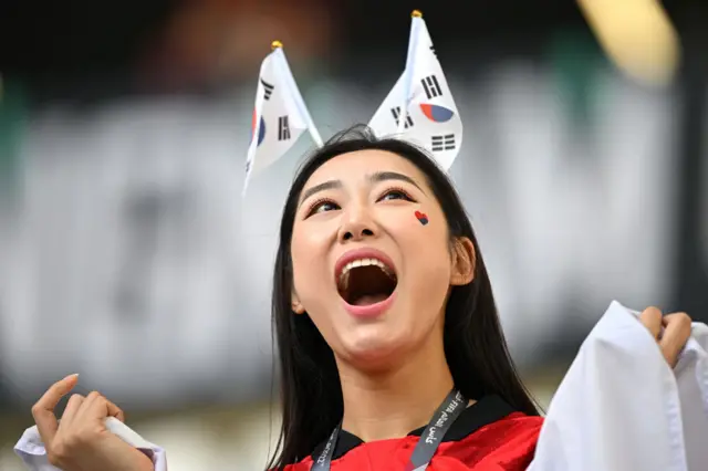 South Korea fan ahead of the FIFA World Cup match v Ghana in Qatar