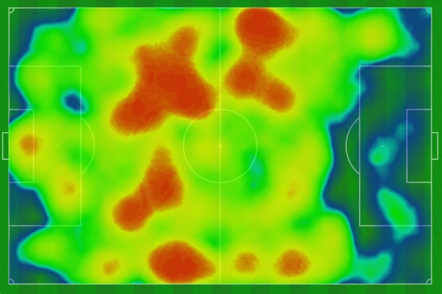 A heat map of the Brazil v Switzerland match