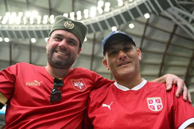 Smiling Serbia fans