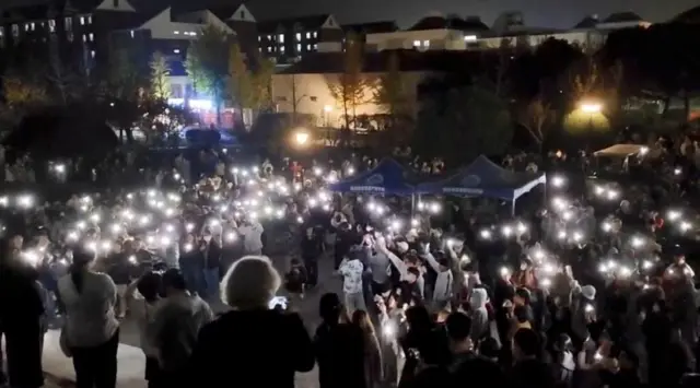 In Nanjing, people gathered at the Communication University of China on Saturday